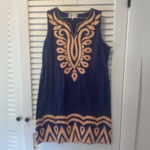 Navy shift dress with orange detail Size 8